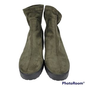 Topshop Green Suede Boots Sz 7.5